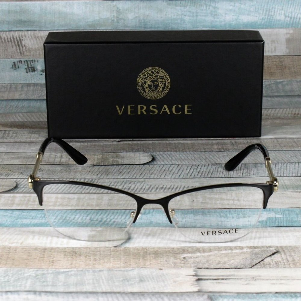 Versace Black and Gold 53mm Womens Eyeglasses - Picture 2 of 3